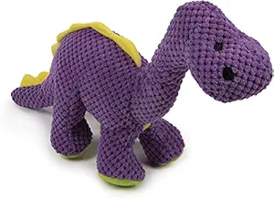 goDog Dinos Bruto Checkers Squeaker Dog Toy, Soft & Durable Plush, Chew Resistant & Tough Reinforced Seams, Purple, Large