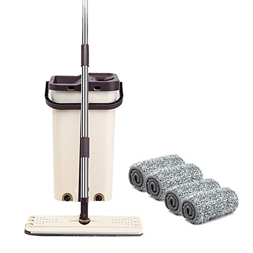 Professional Microfiber Mop Convenient Washing-free Retractable Flat Mop for Hardwood, Laminate, Tile Floor Cleaning, Stainless Steel Handle - Reusable Flat Mop Pads and Dirt Removal Scrubber included