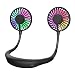Produktbild MoKo USB Ventilator, Handfrei Drehbar Hals Ventilator Tischventilator mit LED Licht, 3 Geschwindigkeiten, 2 Leise Lüfter für Sport/Büro/Outdoor/Reisen, Schwarz