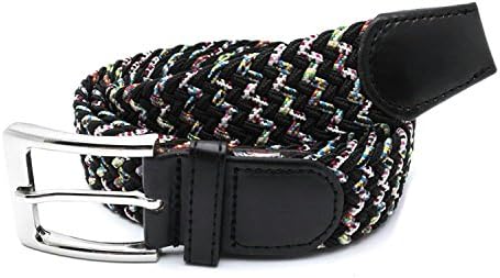 MYB Belt braided elastic for men and women - more colours and sizes available (115 cm, Black M.)