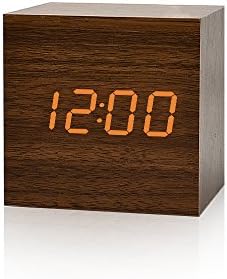 FiBiSonic LED Digital Alarm Clock Wood Date/Temperature Large Display Adjustable Luminance Night Light Clock (brown)