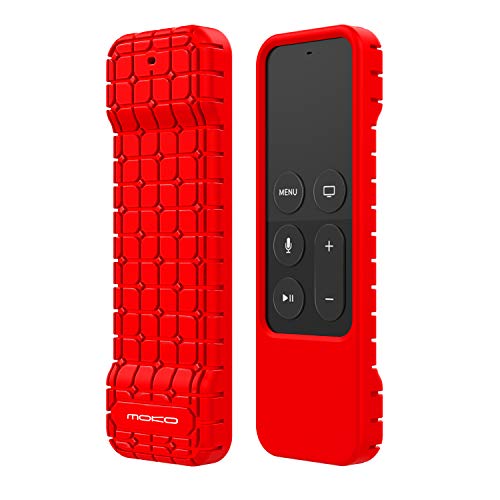 MoKo Silicone Case Replacement for Apple TV 4K/4th Gen Remote, Lightweight Shockproof Protective Cover with Non-slip Silicone Compatible for Apple TV 4K Siri Remote Controller - Red