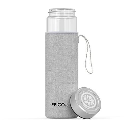 EPiCO BOTTLES Classic 600ml | Glasflasche für Unterwegs | Trinkflasche aus Glas zum Mitnehmen | Wasserflasche für heiß kalt Getränke | Perfekt für Yoga, Wandern, Büro | Ideal für Smoothies, Tee | BPA-frei - 3