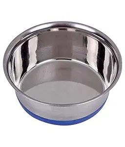 Pet Heavy Dog Bowl (Red) Export Quality with 100% Silicon Bonded Rubber Base Stainless Steel Dog Food Bowl Feeder Bowls Pet Bowl for Feeding Dogs Cats and Pets (2800 ML, Blue)