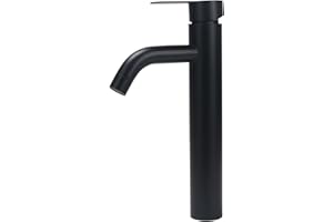 Minnhua Grifo Lavabo Alto Grifo de Baño Monomando Grifo Baño Negro Grifo Lavabo Grifo de Lavabo Alto Grifo Mezclador Baño de Acero Inoxidable Control de Agua Fría Y Caliente(Cromo Caño Alto 170mm)