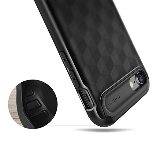 Caseology Funda iPhone 7  Funda iPhone 8   Serie Parallax  Proteccion Delgada Agarre Texturizado y Diseno geometrico  Negro Mate - Matte Black  para Apple iPhone 7  2016    iPhone 8  2017 
