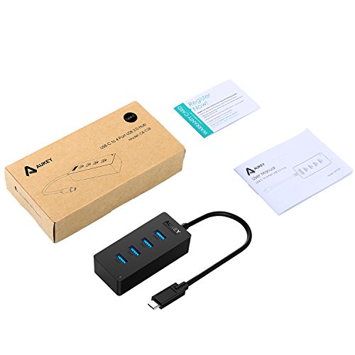 AUKEY USB C Hub auf USB 3.0 * 4 Port Netzwerkadapter für Type C Geräte inklusive dem neue MacBook 2015, Google Chromebook Pixel und usw. Schwarz - 7