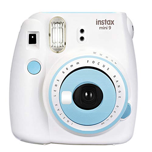 Fujifilm Instax Mini 9 Cámara Nueva Suite Instax Mini cámara automática Cámarade película Cámara instantánea Foto Blanca y Azul Hielo