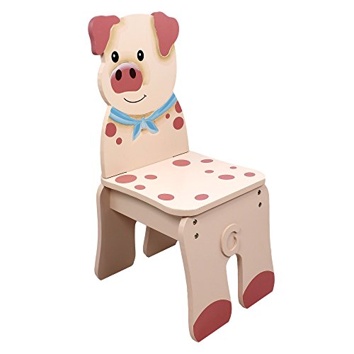 Fantasy Fields by Teamson Happy Farm Childrens Wooden Playtime Farm Yard  Chair - Pig TD-11324A2-PIG