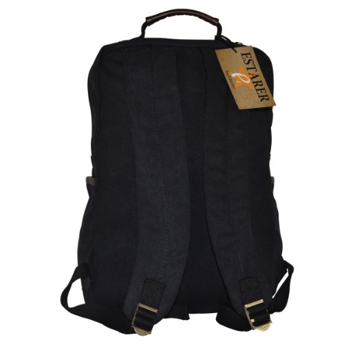 Vintage Canvas Laptop(15 Zoll) Rucksack Schultasche Unitasche,29 x 43 x 12cm(B x H x T) Schwarz - 3