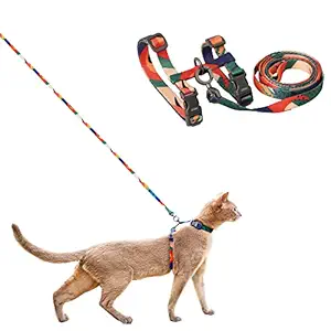 pidan Cat Harness and Leash Set Escape Proof Adjustable Cat Walking Jackets Cat Vest with Metal Clip 1.2m Strap Comfort Fit for Pet Kitten Rabbit Small Animals (Multicolored)