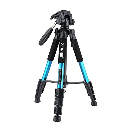 ZOMEI Q111 tragbare leicht Kompaktkamera Pro 140CM mit Stativ und Pan Head Quick-Release fr eine digitale Kamera (Blau)