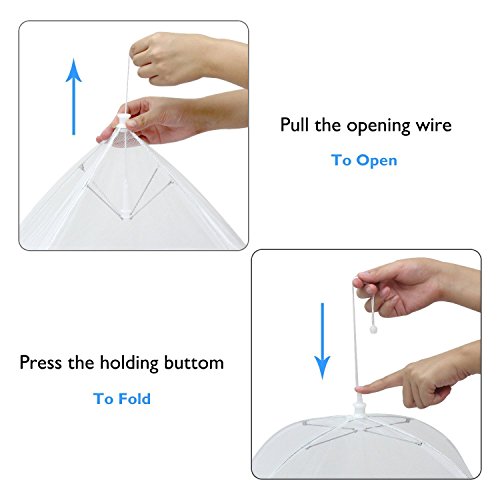 Cymax Pop-Up Große Faltbar Netzschutz Speiseschirm Lebensmittel Abdeckung Zelt für Draußen,Picknicks & Zuhause, 43 cm (4 Stück-weiß) - 3