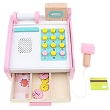 * Material: madera Sharplace Juego De Niños De La Caja Registradora De Madera con Accesorios Variados Juego De Imaginación Juguete para Niños Niñas