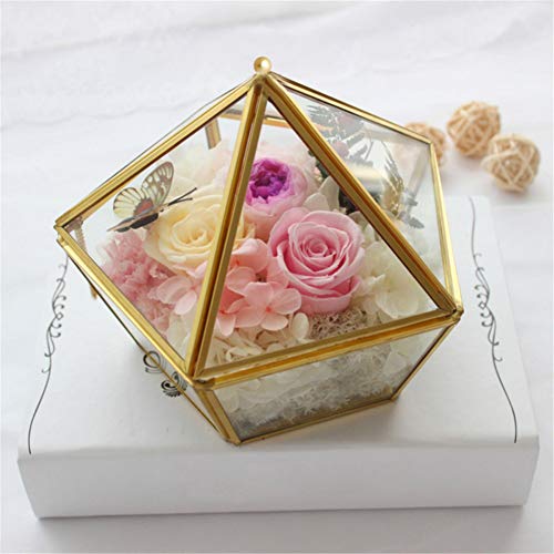 Preisvergleich Produktbild RUHKM Geometrische Transparente Glasblume Zimmer Glas Ring Box Ehering Schmuckschatulle Glasabdeckung Innovative Wohnkultur