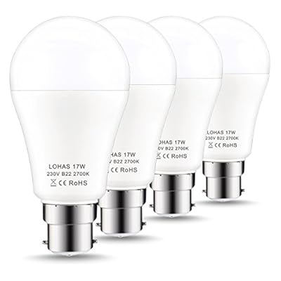 Lohas B22 Led Bulbs 150w Equivalent, 17w Led Bayonet Light, Warm White 2700k, Super Bright 1600lm, Non-dimmable, Energy Saving Light Bulbs, 4-pack