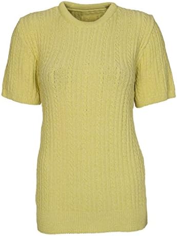 Womens Cable Knit Short Sleeves Jumpers Ladies Classic Knitwear Half Sleeves Sweater Pullover T Shirt Blouse Top Size 10 12 14 16 18 (10-12, Light Green)