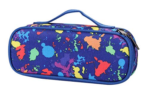 WINSHEA Estuche Estudiante Lápiz Caso Titular Bolsa de Lápiz Papelería Bolsa de Cosméticos Organizador con Mango(Colorful Blue)