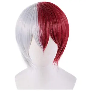 Dazcos Shoto Todoroki Silver Red Cosplay Wig (Silver)