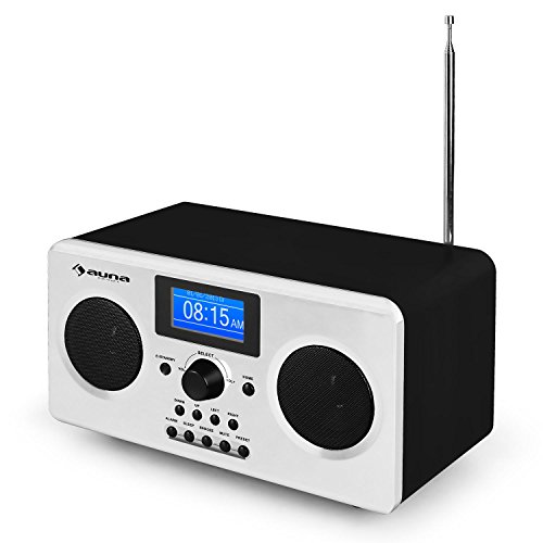 auna Quarz 150 interner radio altorparlanti stereo integrati (bluetooth, Wi-fi, MP3, radiosveglia, casse bassreflex) - bianca