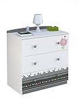 Polini Kids Baby Wickelkommode Basic Monsters weiß-grau mit Motiven,1187-2 - 2