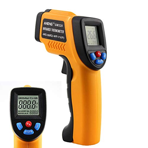 Preisvergleich Produktbild NAttnJf Infrarot-Thermometer Laserzielzeiger LCD-Hintergrundbeleuchtung Digitales Infrarot-Thermometer Berührungslose Temperaturmessung Gelb