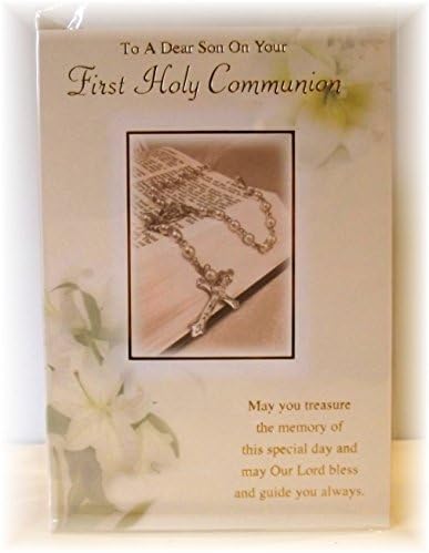 FOR YOU SON ON YOUR FIRST HOLY COMMUNION GREETINGS CARD. SONS FIRST HOLY COMMUNOIN CARD. SON 1ST HOLY COMMUNION GREETINGS CARD. FANTASTIC QUALITY GREETINGS CARD FOR SON FIRST HOLY COMMUNION