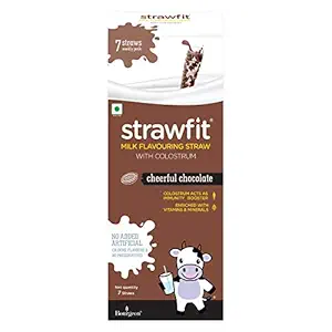 Strawfit Chocolate, Milk Flavoring Straw With Colostrum For Immunity, Health And Nutrition, 7 Straws (1 Pack)