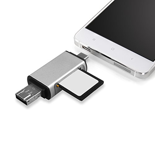 RicoRich 3-in-1 SD TF Kartenleser mit Adapter USB-A / Micro USB / USB-C Typ-C, SuperSpeed Memory Card Reader USB Kart enlesegerät für Micro SD/SDXC TF falten Kartee - 4