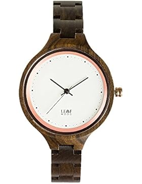 Leafwood, Damen-Armbanduhr, The Virago, natürliches Schwarz / Braun, Sandelholz
