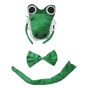 Petitebelle 3D cocodrilo del cocodrilo del diadema Bowtie de la cola del traje de los niños Un tamaño Verde
