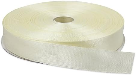 YCNK 1 inch Double Face Solid Satin Ribbon 25 Yards-Roll for Craft Accessory (Ivory)