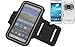 Produktbild K-S-Trade Für Samsung Galaxy S4 Zoom Neopren Jogging Armband Sportarmband Oberarmband schwarz für Samsung Galaxy S4 Zoom mit Reflektor Streifen. Fitness Lauf Armband