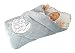 BlueberryShop Embroidered Velour Swaddle Wrap/Blanket Sleeping Bag for Newborn Baby, Grey