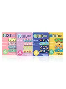 Aya Papaya Ouchie Non-Toxic Printed Jumbo Pack (80 Pack) - Pink, Lavender, Space Blue, Yellow