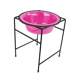 Platinum Pets Single Diner Feeder with Stainless Steel Dog Bowl, 3.5 cup/28 oz, Bubble Gum Pink