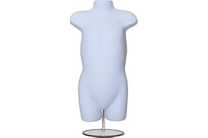 Display Guru Kids/Children’s Hanging Mannequin Half Body Form Bust Shop Display With Round Stand (White)