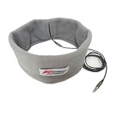 Foulard/Masque pour Les Yeux avec Casque Anti-ronflement, Casque Anti-Bruit Insonorisé, Musique Anti-Bruit, Écouteurs Ultra-Minces pour Le Sommeil, Molleton (Couleur : Gray)