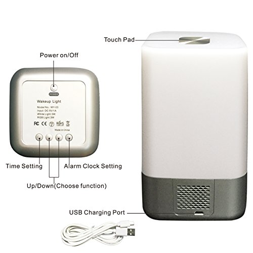 Kainuoa® Lichtwecker mit Sonnenaufgang Wake Up Light Dimmbares Farblicht Aufweckleuchte Touch Stimmungslampe Dekolicht, weiß - 4