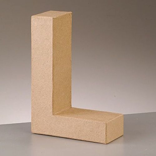 3D Letter "L" Paper Mache Signs Buff Papp Art Freestanding 17.5cm x 5.5cm (Letter L)