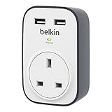 Belkin BSV103 SurgeCube 1 Way Surge Protector Plug with 2 x 2.4 A Shared USB Charging (Accessory)