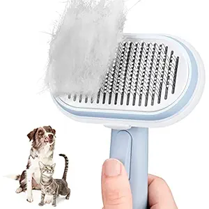 Lavbella Dog Brush for Shedding,Dogs Grooming,Cat Brush Self Cleaning Slicker Brush for Dogs Cats Gently Removes Loose Undercoat Comb Brush Tool for Grooming Long or Short Haired Dogs Cats Pet (Blue)