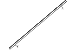 Gimisgu Rampe d'escalier en acier inoxydable - Rampe d'escalier murale - Pour intérieur et extérieur - Avec support et embouts - Diamètre 42 mm - Longueur : 140 cm