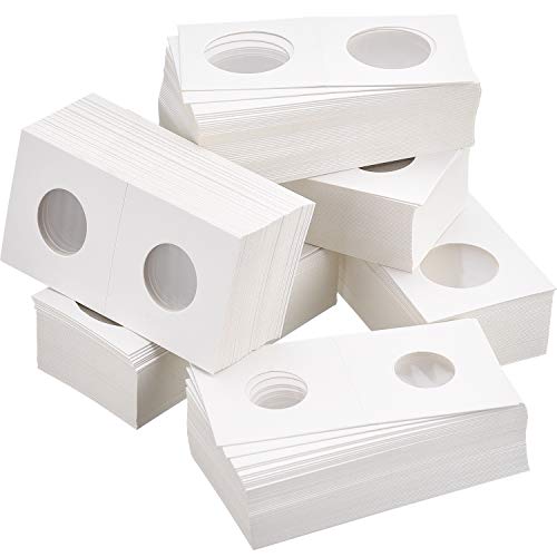 Hicarer 300 Piezas de Soporte de Moneda de Cartón Surtido de Flip Mega, 2 por 2 Pulgadas Funda de Moneda de Cartulina de Flip para Materiales de Colección de Monedas (6 Tamaños)