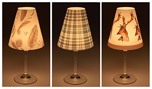 Candle Lights / Lampenschirme für Weingläser / Deko-Lampenschirme / Lampe / Teelicht / Lampshades / Lampenschirm-Set „Melissa“ Tischdeko, 3-teilig
