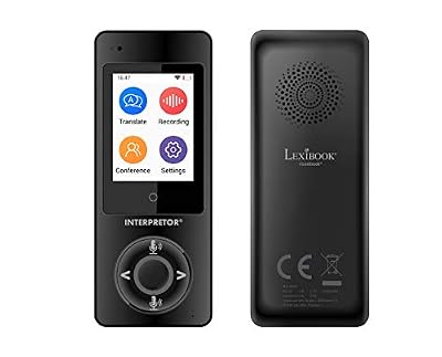 Lexibook Interpretor, Traducteur vocal instantané, Traduction précise de qualité professionnelle, 45 langues, Écran tactile, Mode interpréteur de groupe, Bluetooth, Wi-Fi, noir, NTL2000