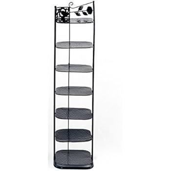 ZAQI Schuhablagen Hoher Schmaler Schuhregal-Metallschwarz-Speicher