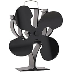 VODA Ventilateur de poêle à Bois avec 4 Lames pour poêle à Bois et cheminée - Respectueux de l'environnement Noir