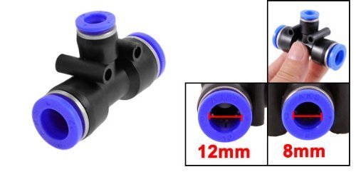 DealMux Pneumatische 12mm bis 8mm Push-In-Anschluss T-Stück geformten Kunststoff-Schnellwechsler Kupplungsgelenk - 2