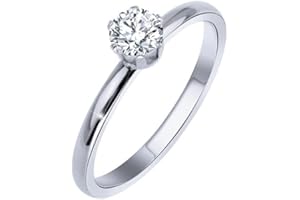 Tobestu Stainless Steel Matching Couples Ring Wedding Band Round CZ Solitaire Rings Engagement ZY131